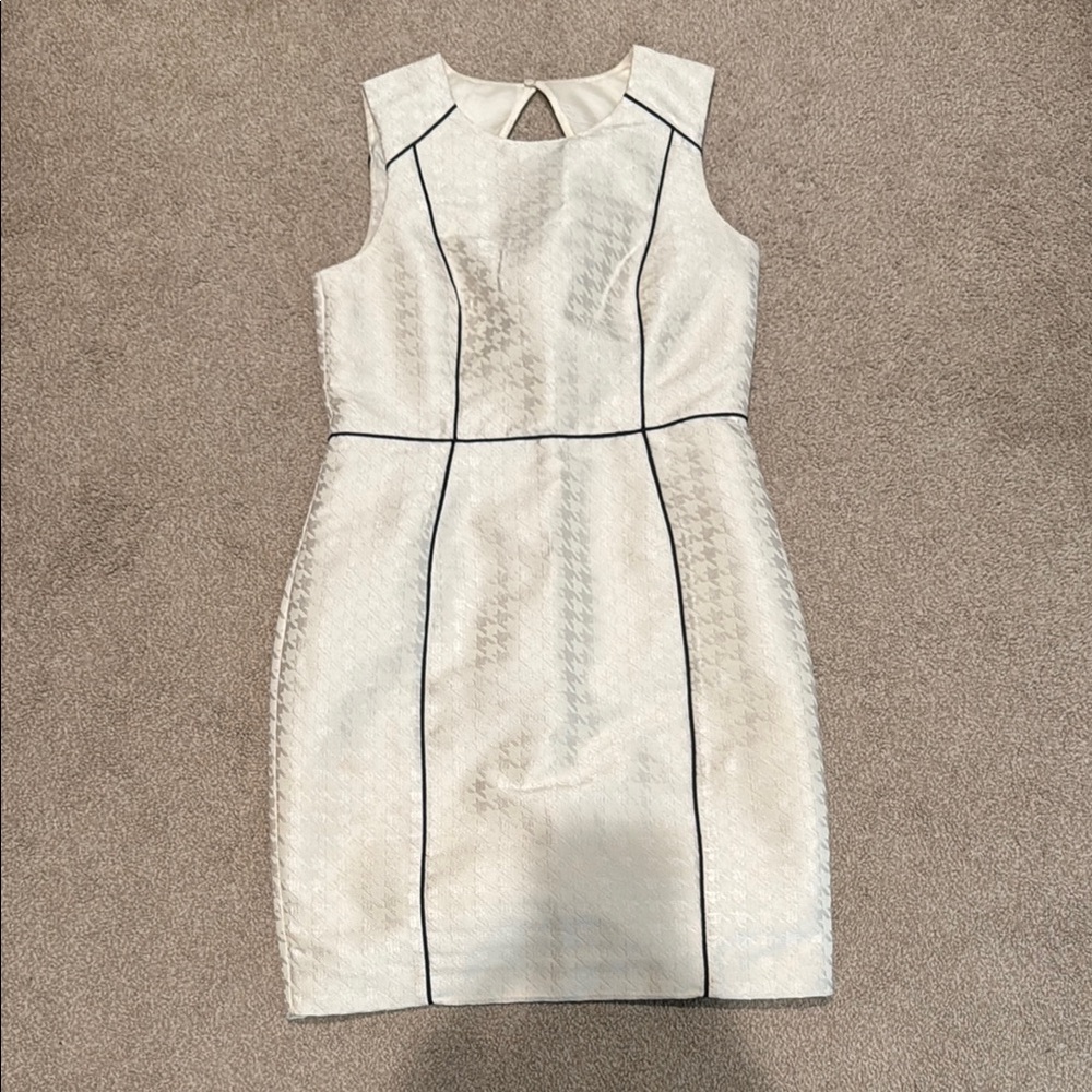 H&M Cream Sheath Mini Dress Sleeveless Crew Neck
